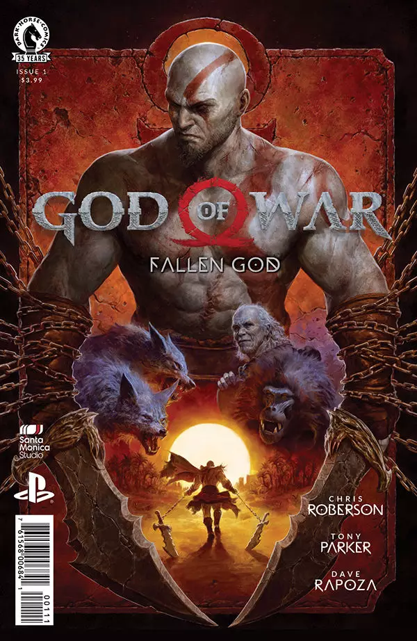 Portada del primer número de God of War: Fallen God. Portada del primer número de God of War: Fallen God.