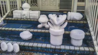 De Pokémon a Super Mario: en Japón aprovechan el temporal para crear impresionantes estatuas de nieve