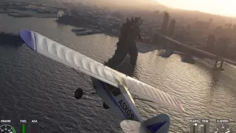Godzilla invade la bahía de San Francisco en Flight Simulator gracias a un mod