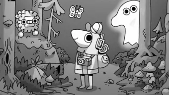 Comienza tu expedición fotográfica en TOEM: una aventura en blanco y negro, dibujada a mano
