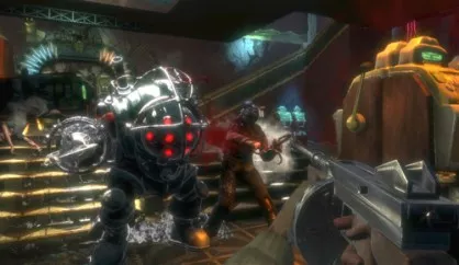 Los chicos de Irrational Games consideraron que los combates ya eran demasiado populosos como para preocuparse además de qué hacer con el robot navegador durante éstos.