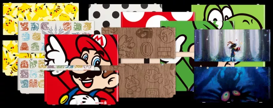 Con New Nintendo 3DS no sólo llevaremos en su interior a Mario, Luigi, Peach, Yoshi y compañía con sus juegos… sino también por fuera. Una de las grandes apuestas de esta portátil son sus carcasas intercambiables (delanteras y traseras) en el modelo normal. Tanto en la versión blanca como negra podremos usar los 12 conjuntos de carcasas que se pondrán a la venta el próximo 13 de febrero.