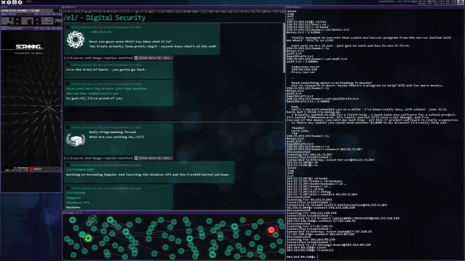 A menudo los videojuegos de hackeo tienen interfaces muy, muy parecidos. Así lo demuestran títulos como Uplink o Hacknet.