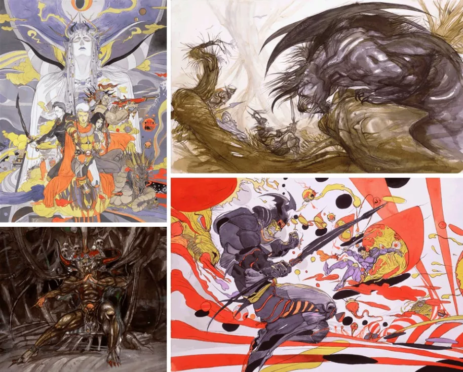 Yoshitaka Amano es toda una leyenda en el campo de la ilustración de videojuegos. Comenzó su carrera en anime antes de lanzarse a trabajar en el primer Final Fantasy. Con el tiempo se ha convertido en un icono, hasta el día de hoy.