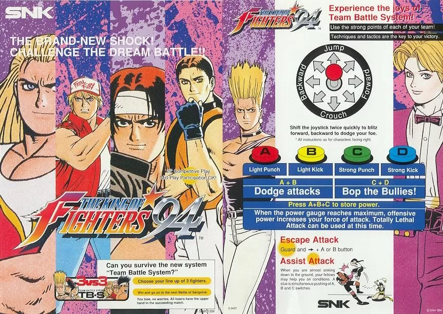 Aquí comenzó todo. Cuatro botones, 8 equipos y 24 luchadores dispuestos a convertirse en el King of Fighters.