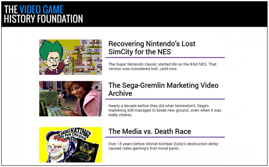 The Video Game History Foundation vela por el legado en Estados Unidos. Es difícil encontrar un homónimo español o latinoamericano.
