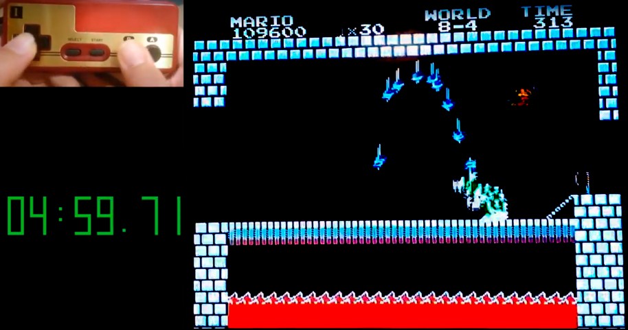 El instante que precede al sub-5 de Alvaca, el único español que ha logrado parar el reloj por debajo de los cinco minutos en Super Mario Bros.