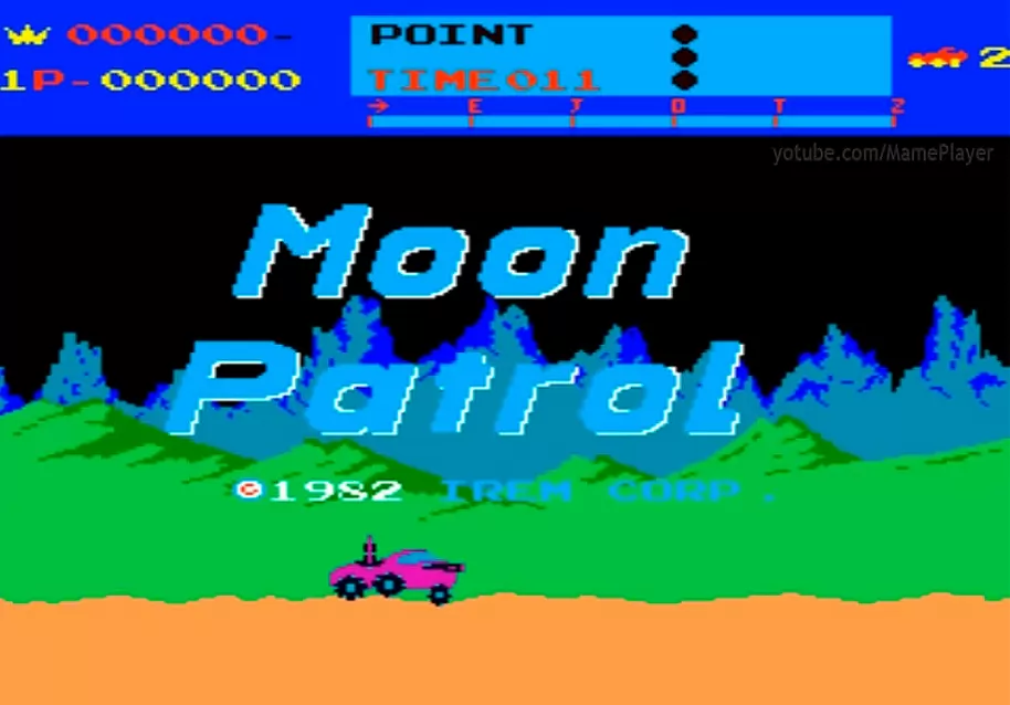 Moon Patrol, de Irem, es un clásico de 1982 que tiene ambientación espacial pero idéntico planteamiento a la primera carga de Army Moves.