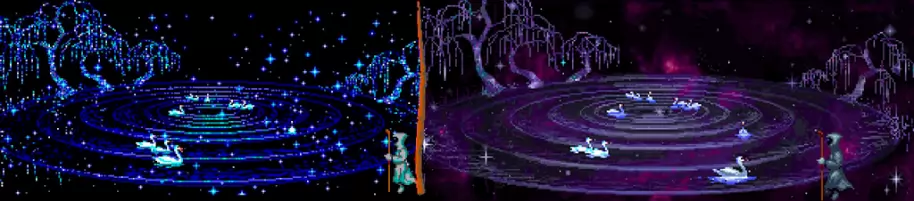 El lago de los cisnes llegó a tener su propia representación literal en el juego. En la versión VGA perdía algo de su encanto.