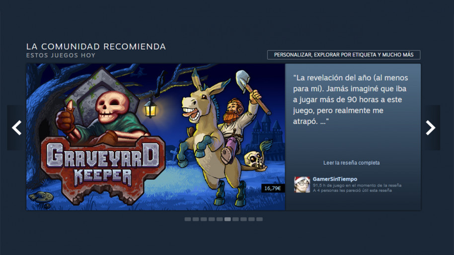 Steam tiene un lugar reservado para las críticas de usuarios en su web de inicio.