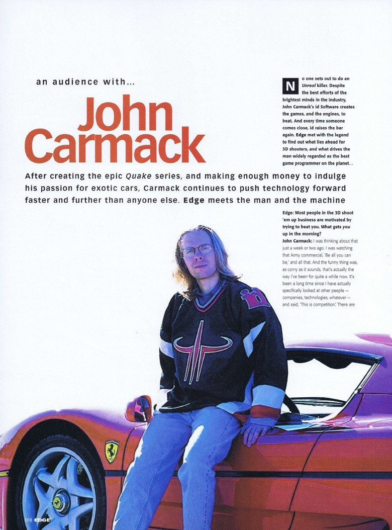 John Carmack y su Ferrari F-50 en las páginas de Edge Magazine