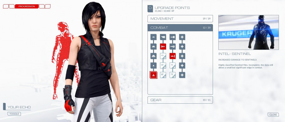 Árbol de habilidades de Mirror's Edge Catalyst.