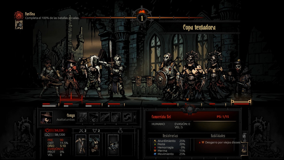 En Darkest Dungeon, limitar la autonomía del jugador con efectos aleatorios es parte de su gameplay.