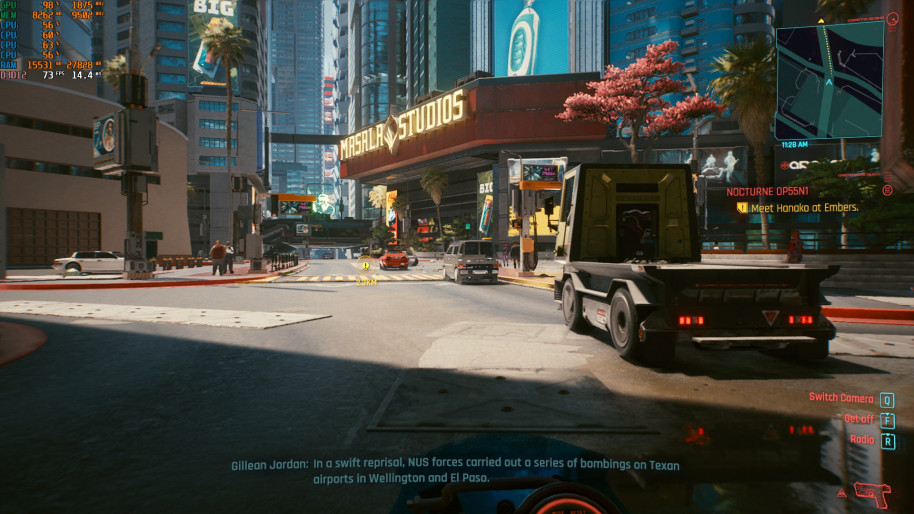 Cyberpunk 2077, 1080p Ultra (DLSS calidad).