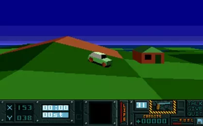 En pantalla uno de los primeros Sandbox de la historia. Hunter de 1991 apareció para Amiga, y contó con el abrazo de la crítica. Permitía enorme libertad y la posibilidad de manejar diferentes vehículos.