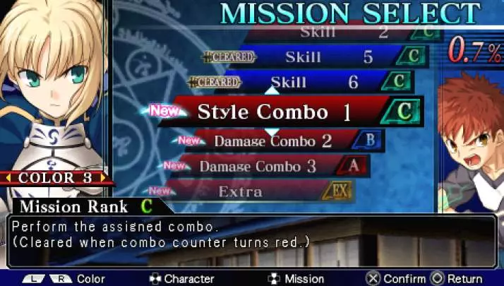 Fate Unlimited Codes Portable