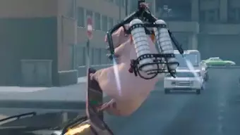 Un cerdo haciendo skate con un jetpack a la espalda: esto no lo vimos venir, pero es divertido