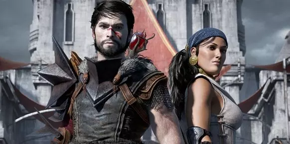 Dos personajes de la serie Dragon Age Dos personajes de la serie Dragon Age